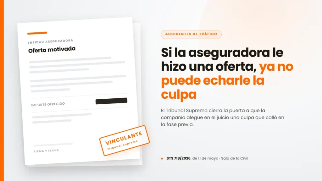 Carta con la oferta motivada de una aseguradora tras un accidente de tráfico, sellada como vinculante por el Tribunal Supremo
